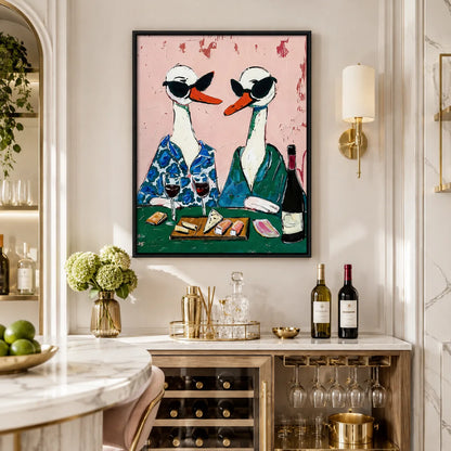 Stylish Geese Wine Night Wall Art 4