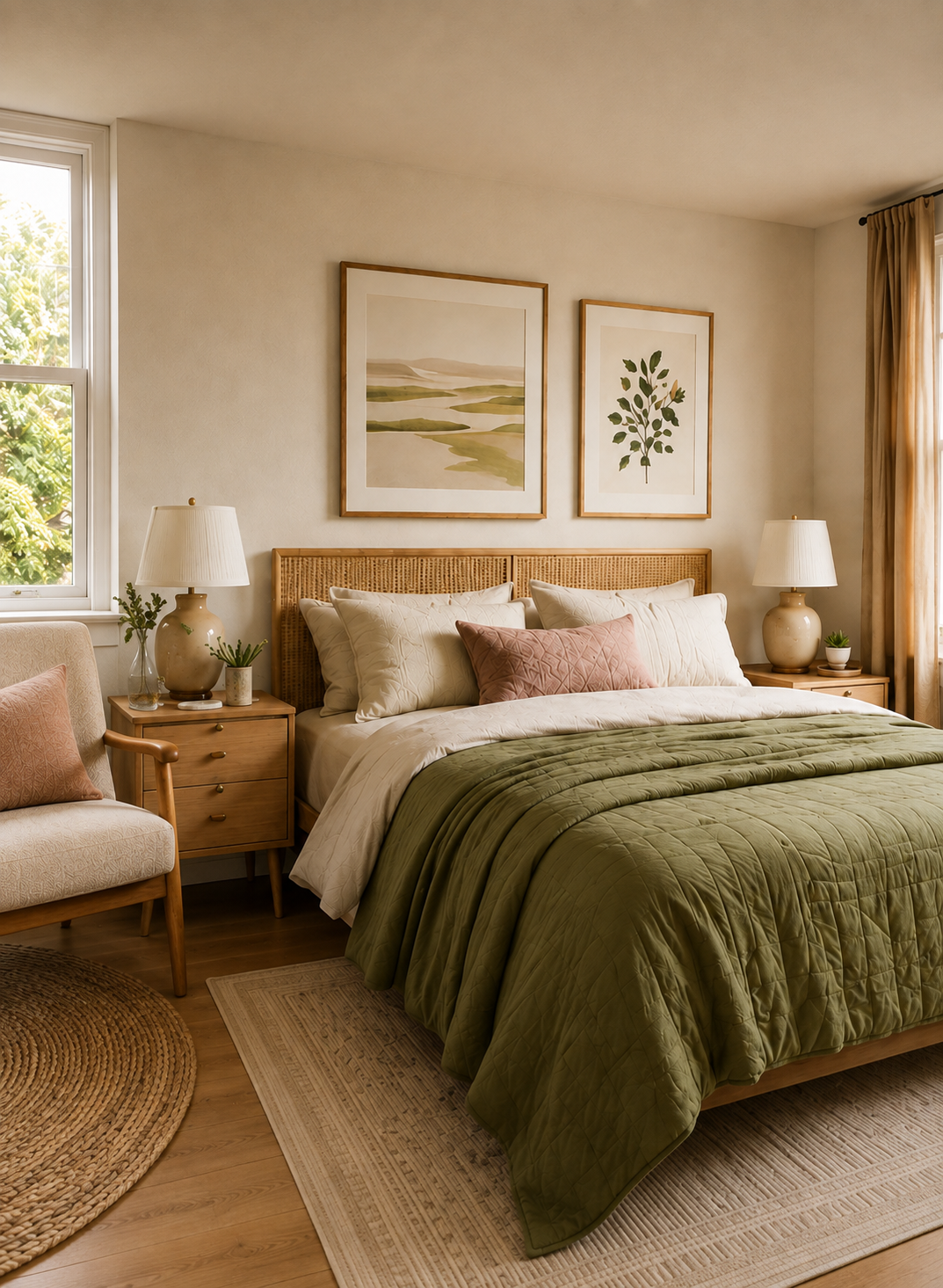 Bedroom styled with wall art
