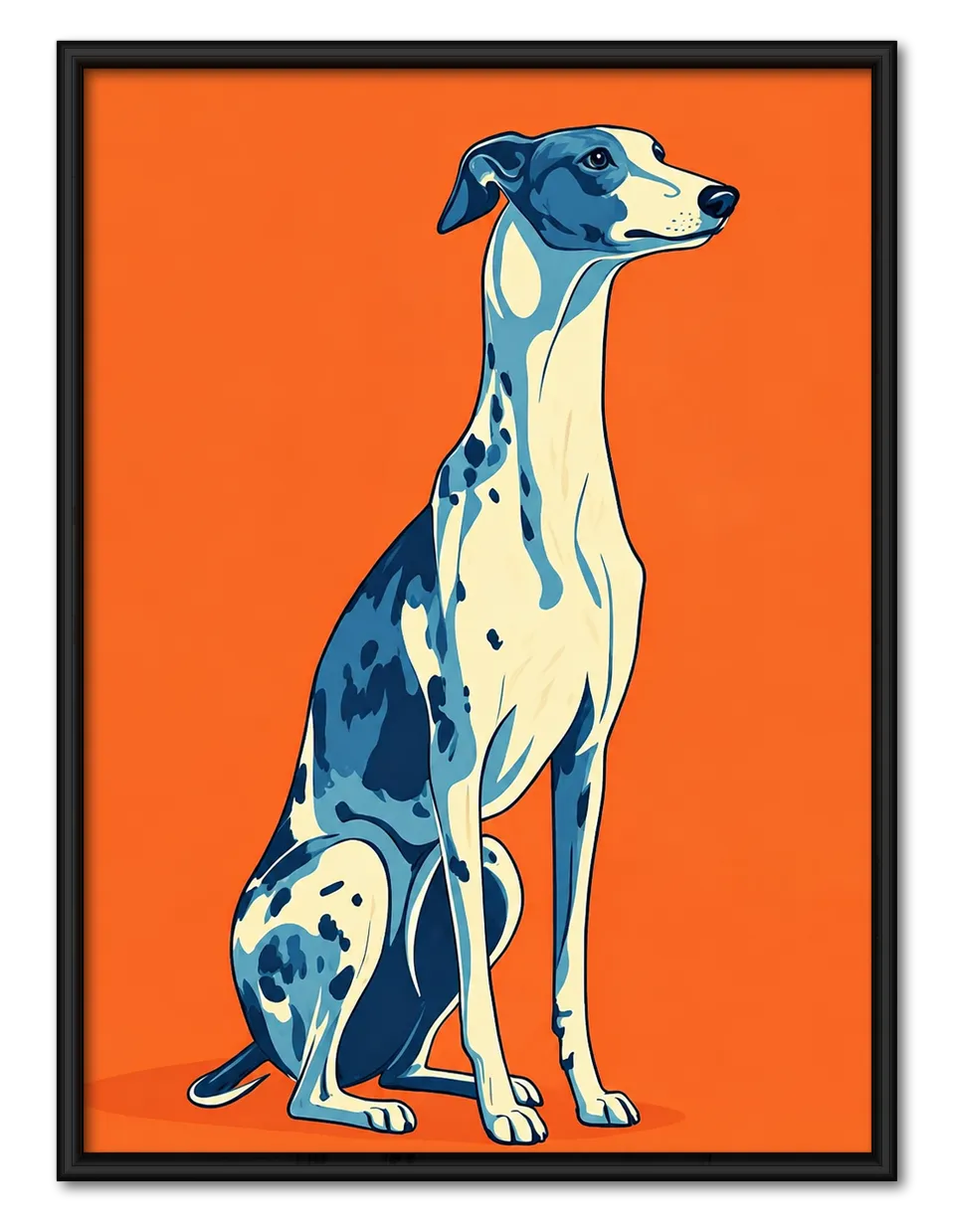 Blue Greyhound Against the Orange Glow Wall Art 1