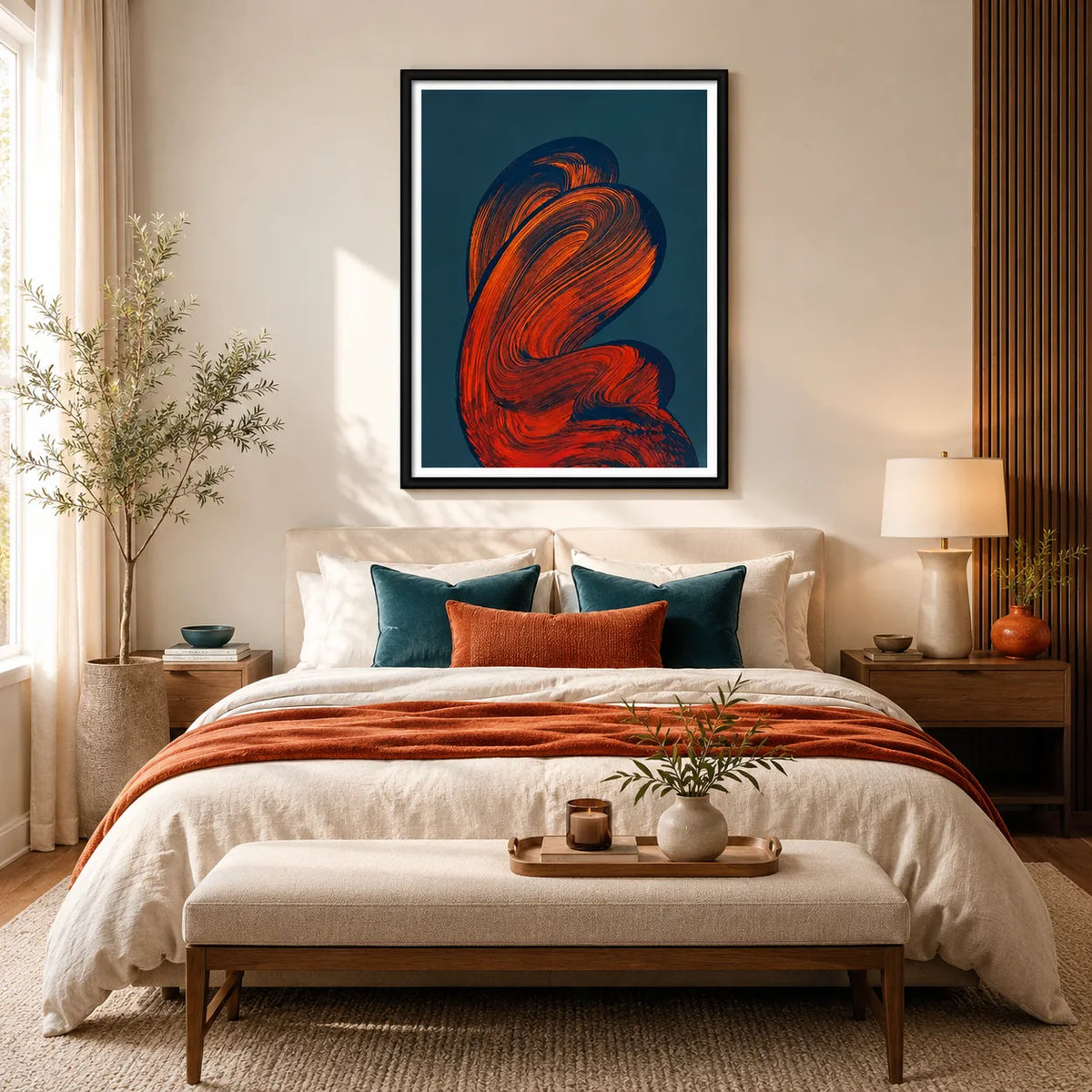 Ember Ribbons in the Midnight Tide Wall Art 3