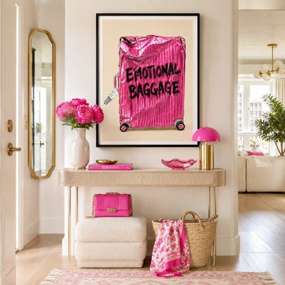 Pink Emotional Baggage Travel Mood Wall Art 2
