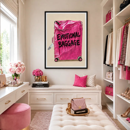 Pink Emotional Baggage Travel Mood Wall Art 3