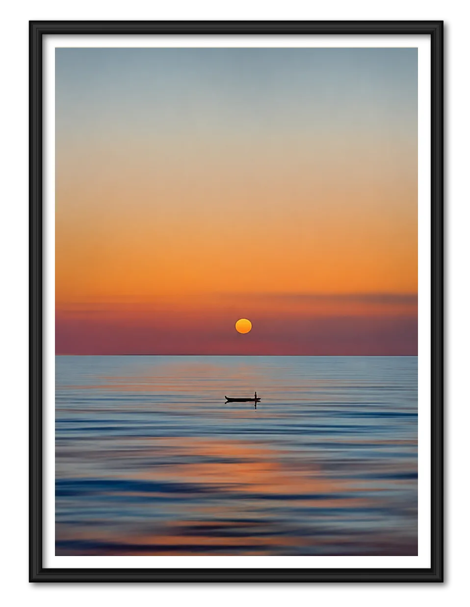 Lone Boat Drifting Into the Sunset Wall Art 1