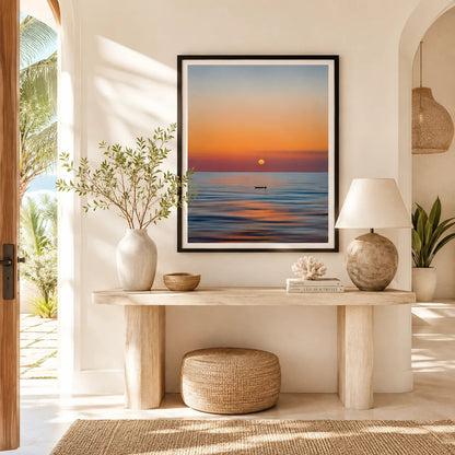 Lone Boat Drifting Into the Sunset Wall Art 3