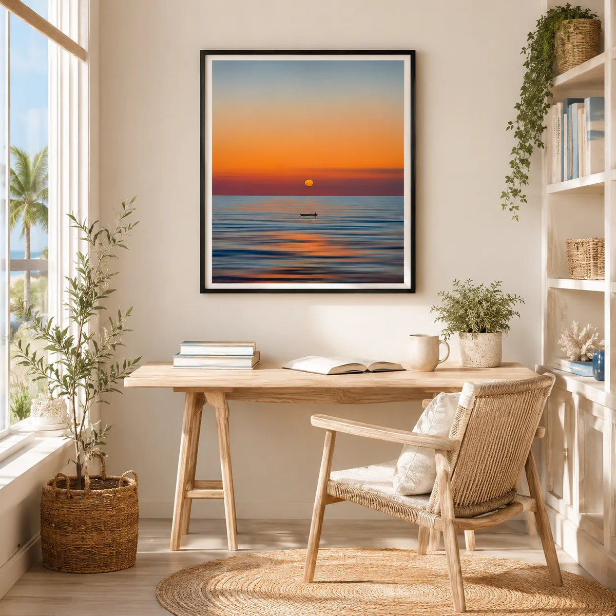 Lone Boat Drifting Into the Sunset Wall Art 4