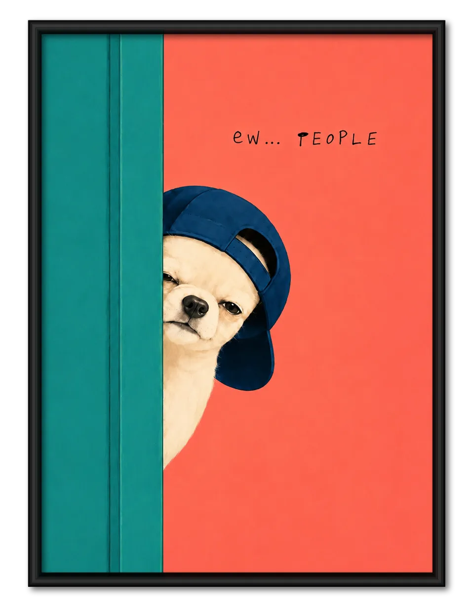Suspicious Little Dog Avoiding People Wall Art 1