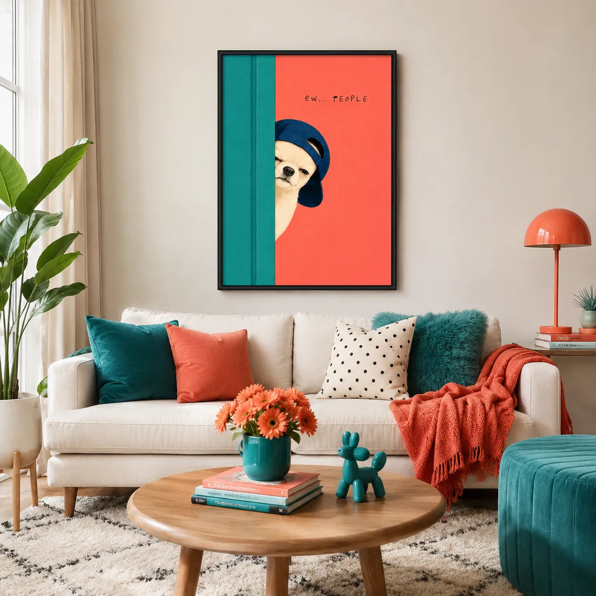 Suspicious Little Dog Avoiding People Wall Art 2