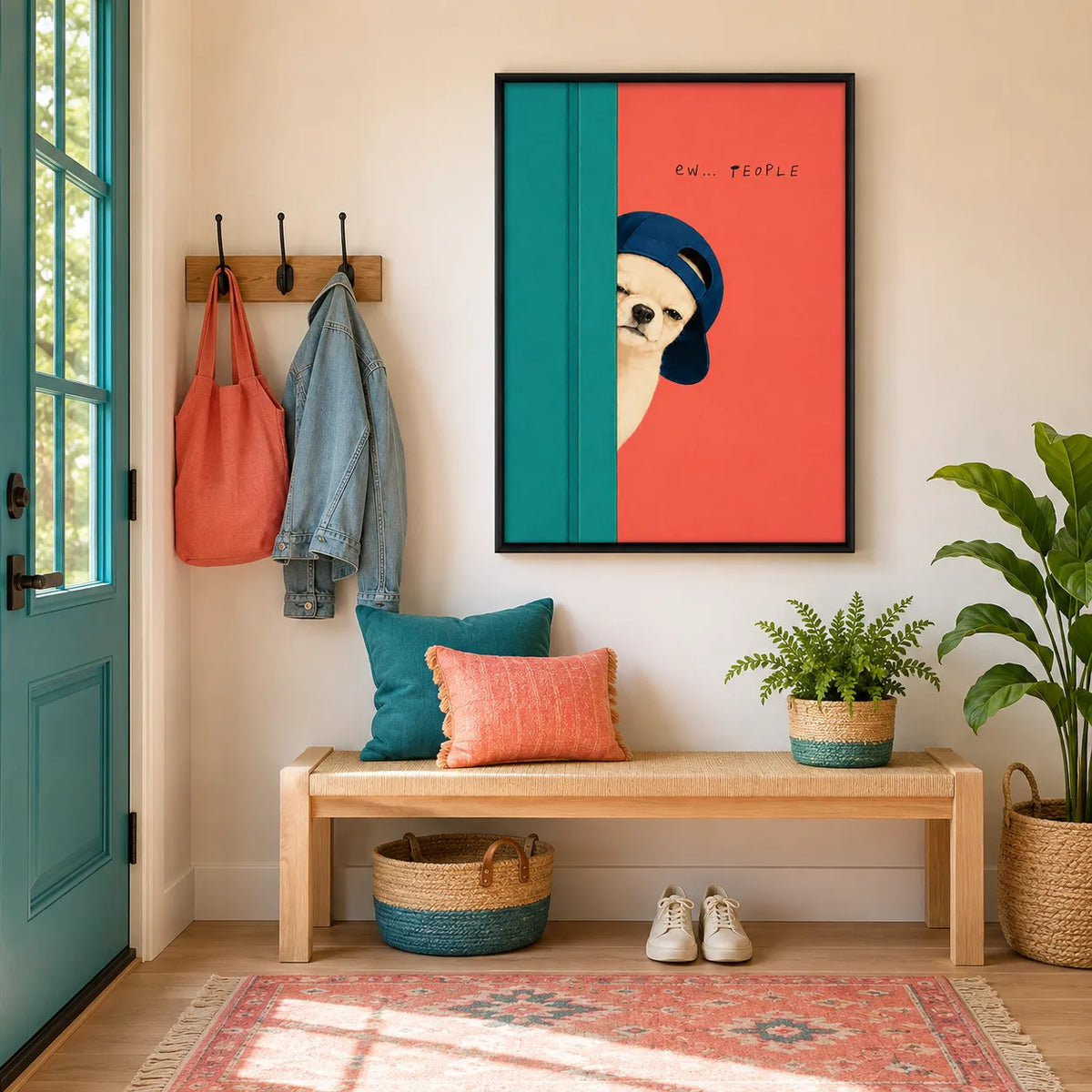 Suspicious Little Dog Avoiding People Wall Art 3