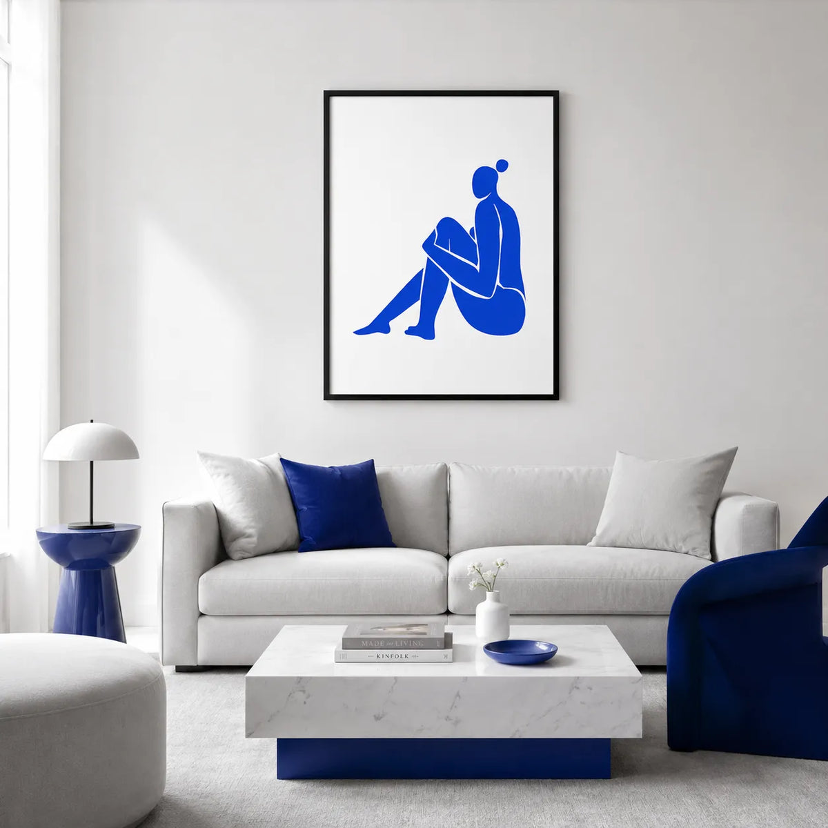 Quiet Blue Figure in Thought Wall Art 2