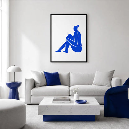 Quiet Blue Figure in Thought Wall Art 2
