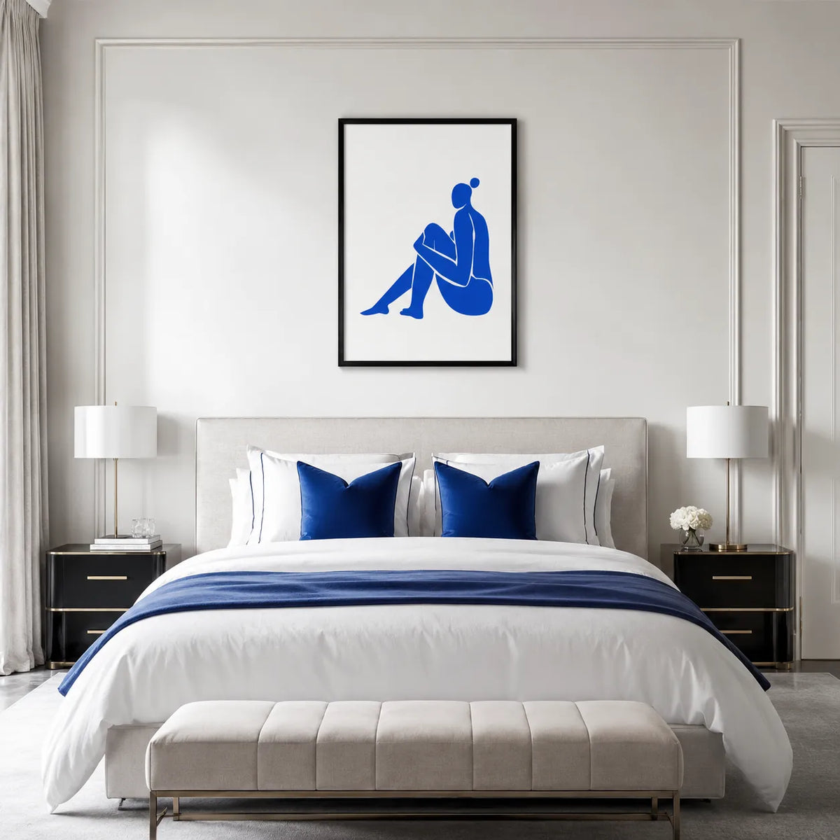 Quiet Blue Figure in Thought Wall Art 3