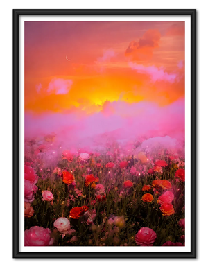 Blossoms Beneath a Burning Pink Sky Wall Art