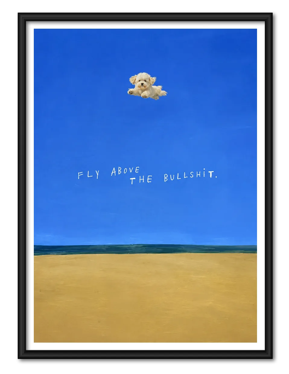 Tiny Dog Flying Above the Noise Wall Art 1