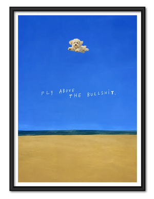 Tiny Dog Flying Above the Noise Wall Art