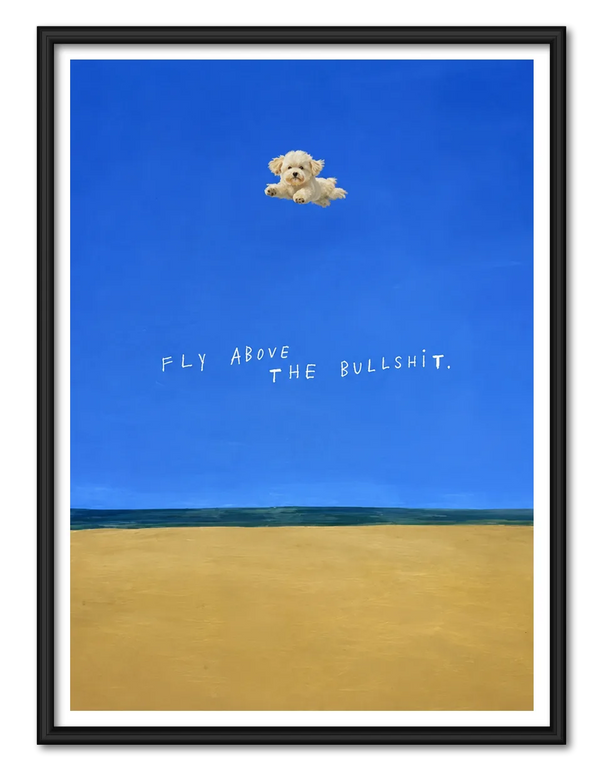 Tiny Dog Flying Above the Noise Wall Art