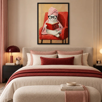 Pampered Cat Reading in the Red Chair Wall Art 3