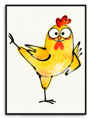 Happy Yellow Chicken Dancing Through the Day Wall Art
