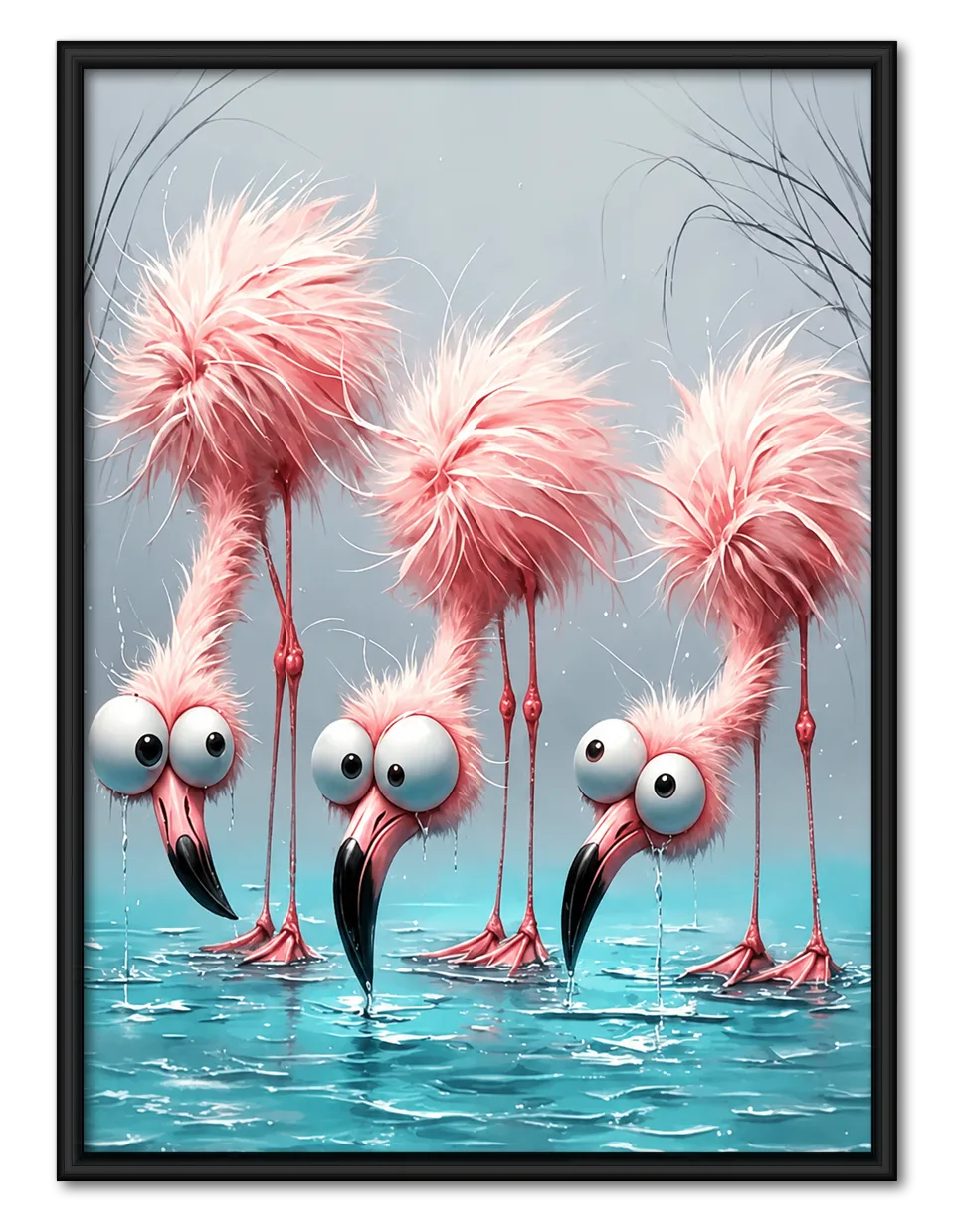 Pink Flamingos Lost in Their Own World Wall Art 1