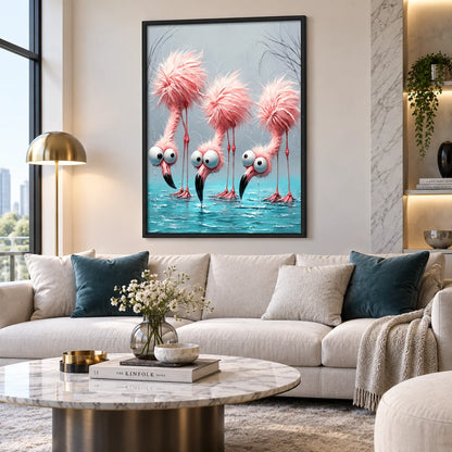 Pink Flamingos Lost in Their Own World Wall Art 2