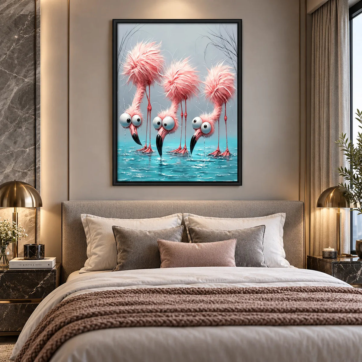 Pink Flamingos Lost in Their Own World Wall Art 3