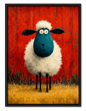 Blue Faced Sheep in the Red Barn Wall Art
