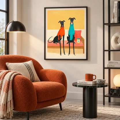 Two Greyhounds Sharing a Cozy Morning Wall Art 4