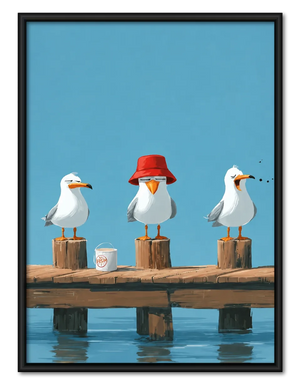Three Seagulls Waiting for the Tide Wall Art