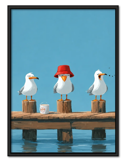 Three Seagulls Waiting for the Tide Wall Art
