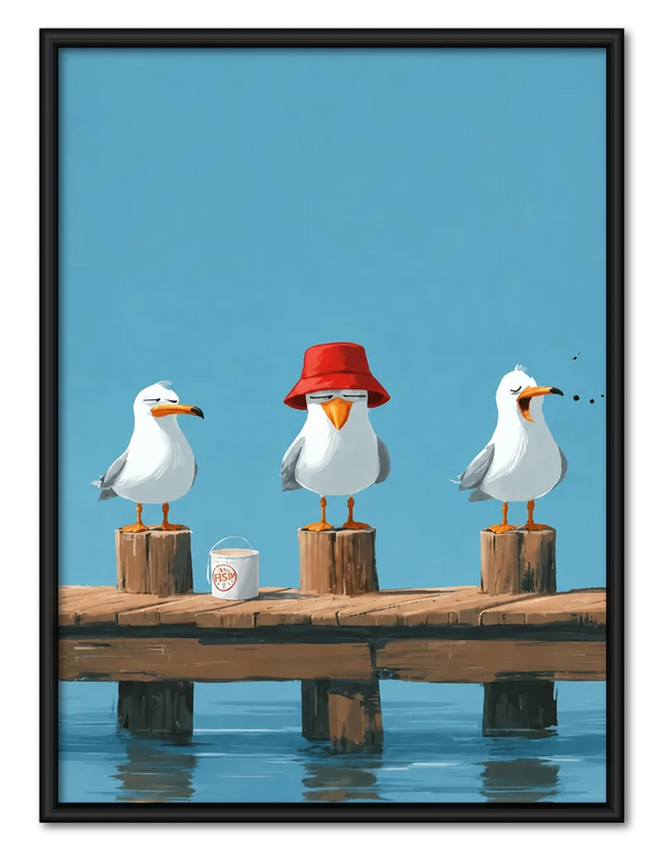 Three Seagulls Waiting for the Tide Wall Art