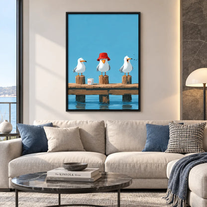 Three Seagulls Waiting for the Tide Wall Art 2