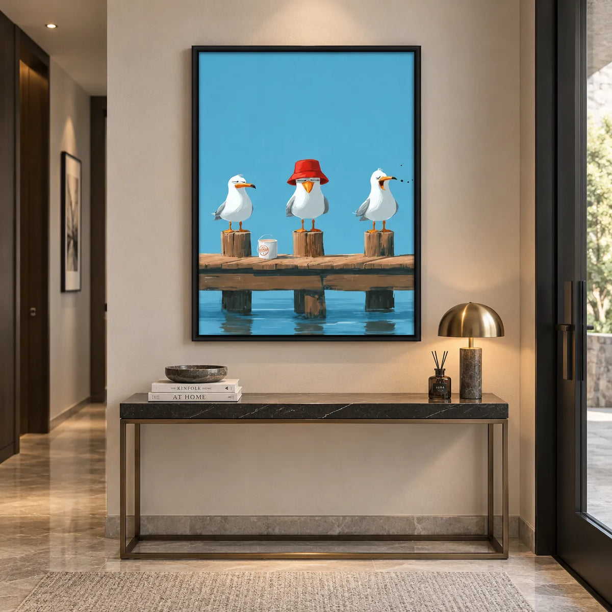 Three Seagulls Waiting for the Tide Wall Art 4