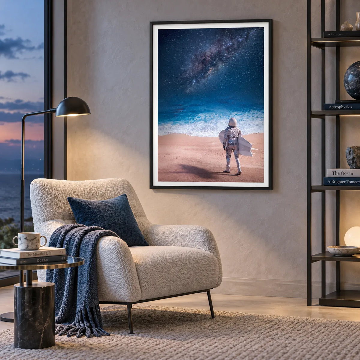 Astronaut Surfing Between Ocean and Stars Wall Art 3