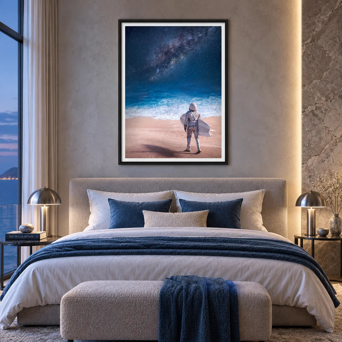 Astronaut Surfing Between Ocean and Stars Wall Art 4