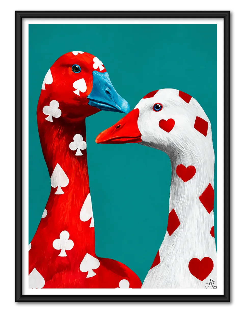 Playing Card Geese Face Off Wall Art 1