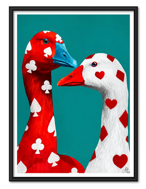 Playing Card Geese Face Off Wall Art
