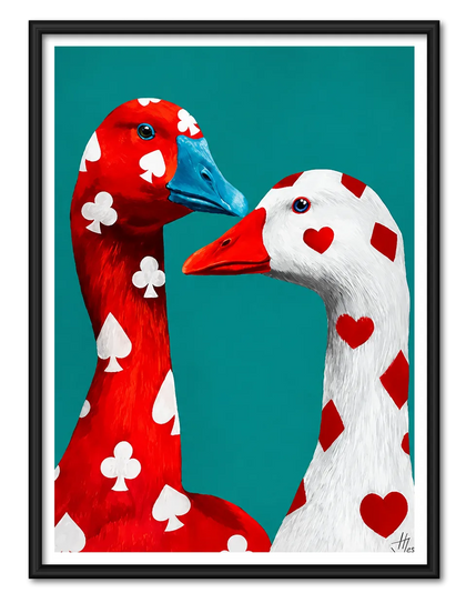 Playing Card Geese Face Off Wall Art