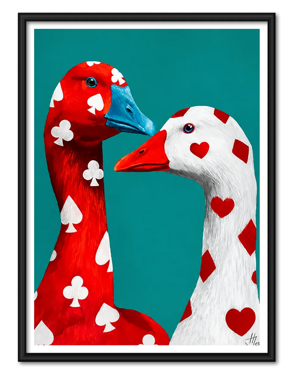 Playing Card Geese Face Off Wall Art