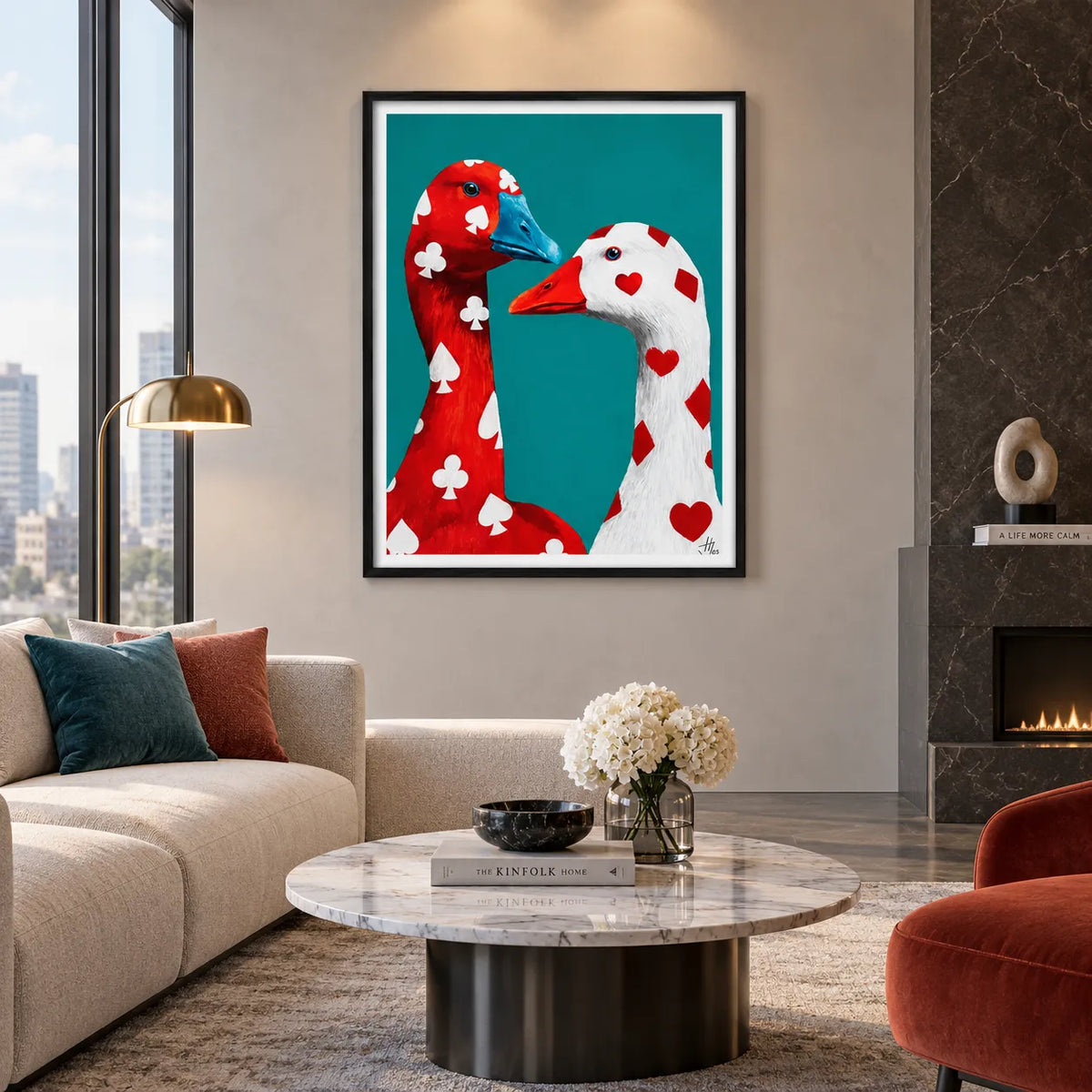 Playing Card Geese Face Off Wall Art 2