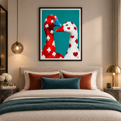 Playing Card Geese Face Off Wall Art 3
