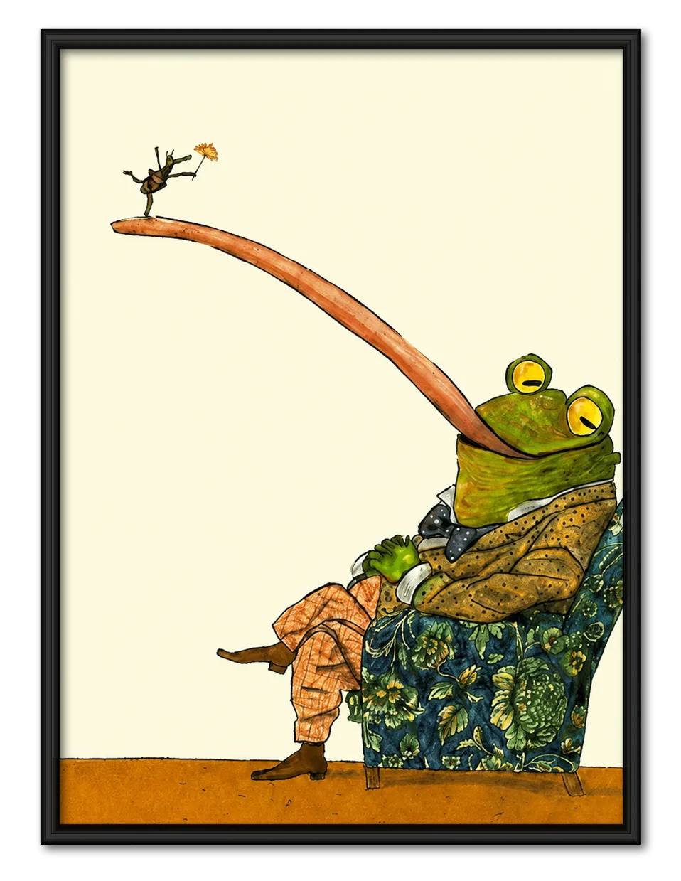 Frog Reaching for a Tiny Flower Wall Art 1