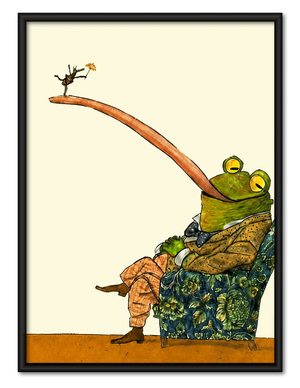 Frog Reaching for a Tiny Flower Wall Art