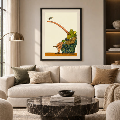 Frog Reaching for a Tiny Flower Wall Art 2