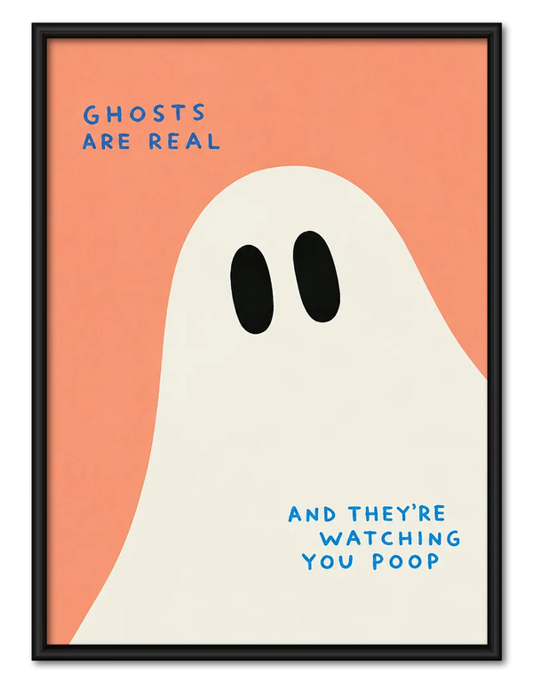 Watching Ghost Funny Bathroom Wall Art