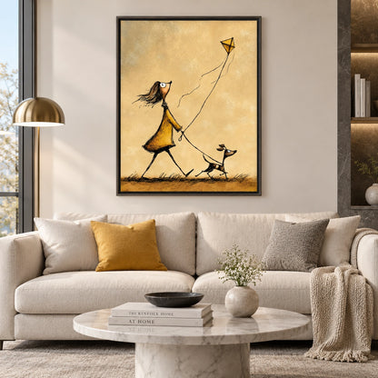 Hedgehog and Dog Chasing a Kite Wall Art 2