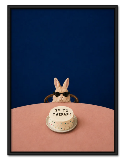 Cool Bunny Therapy Cake Wall Art