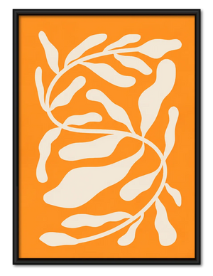 Abstract White Branches on Orange Wall Art