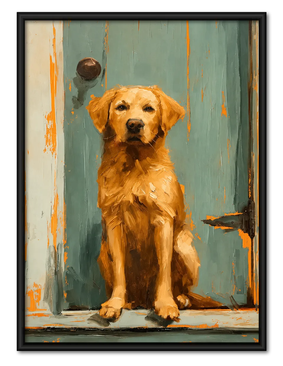 Golden Retriever Waiting by the Door Wall Art 1