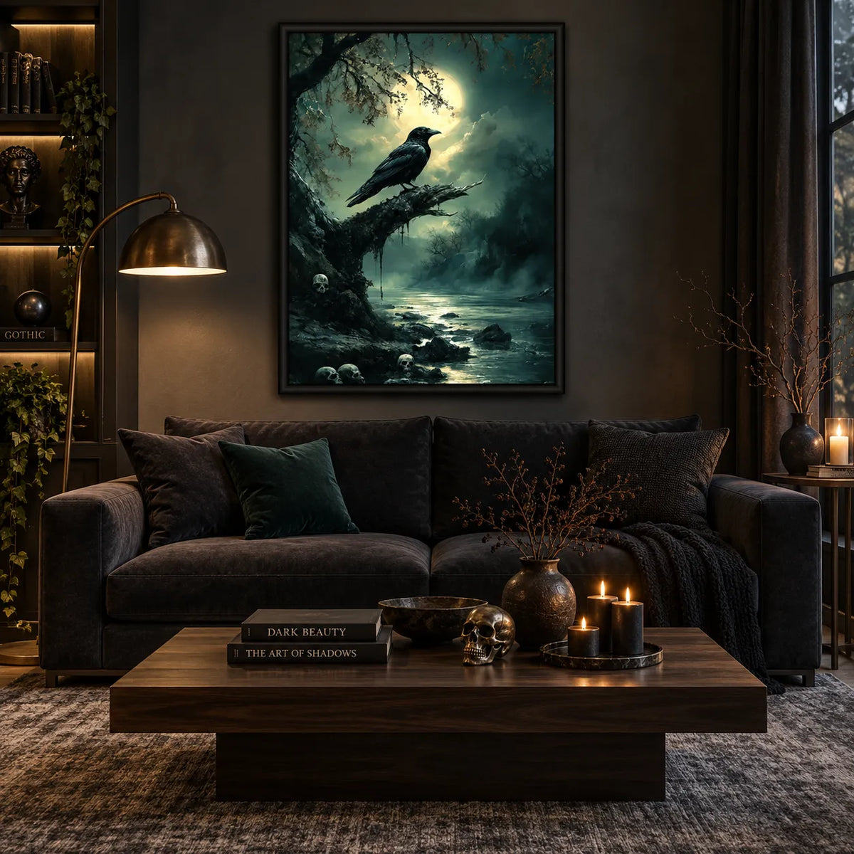 Raven Under the Moonlight Forest Wall Art 2