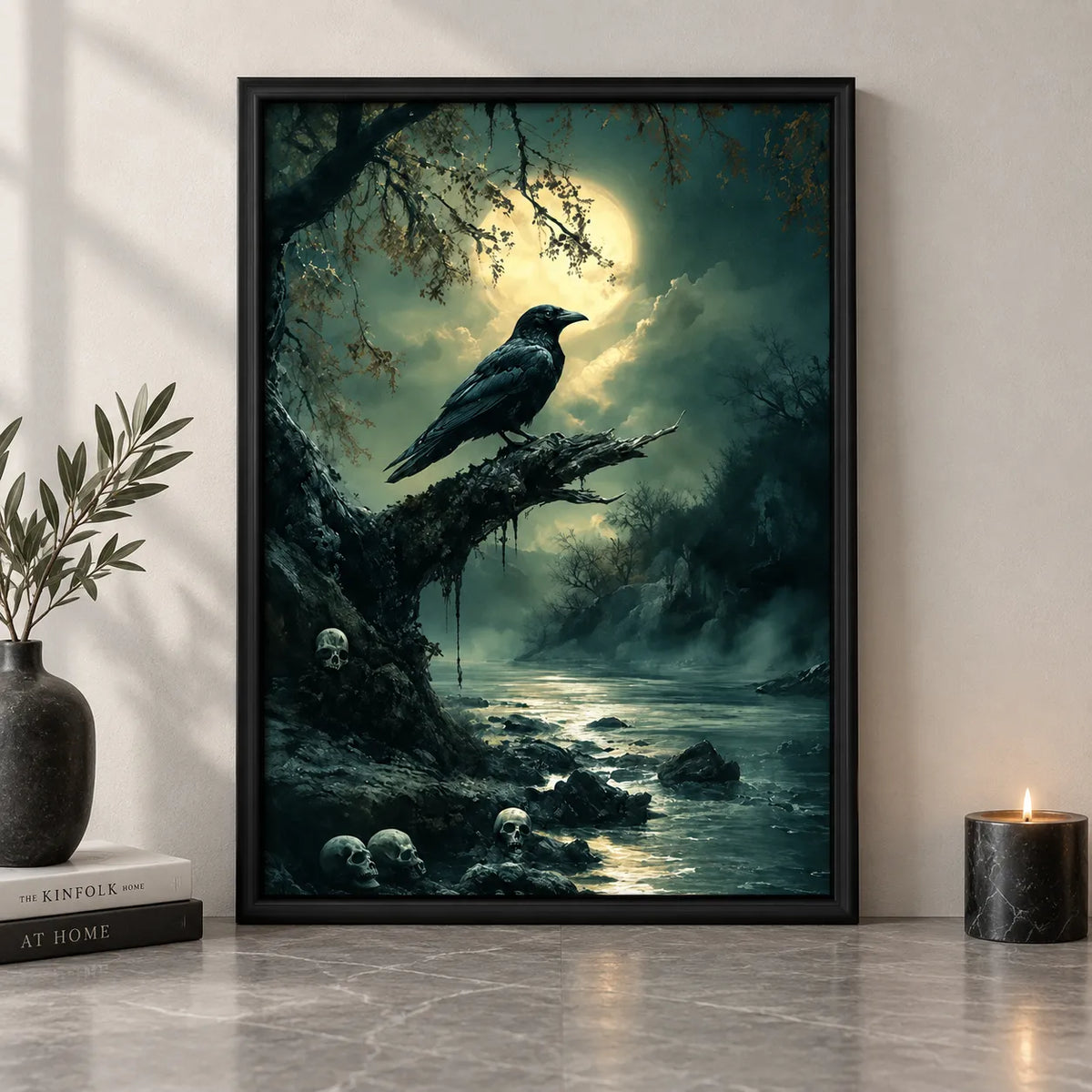 Raven Under the Moonlight Forest Wall Art 4