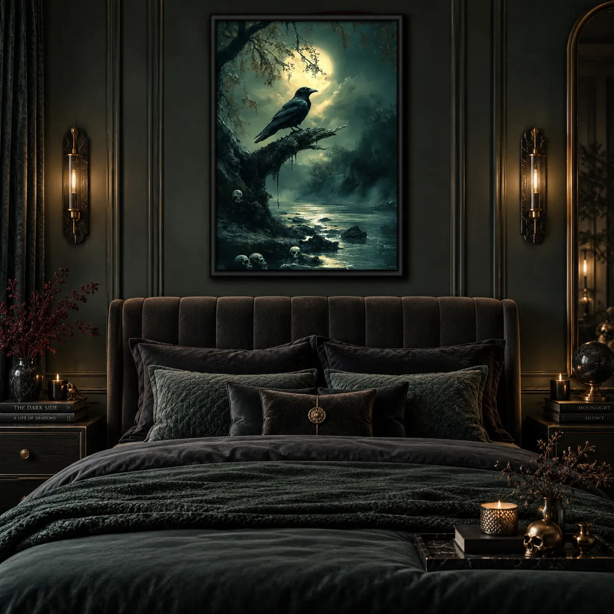 Raven Under the Moonlight Forest Wall Art 5